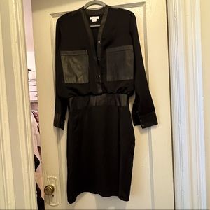 Helmet lang black dress.